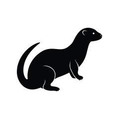 Otter Silhouette Aquatic Animal Icon On White Background