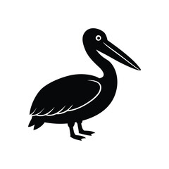 Pelican Silhouette Bird Icon On White Background