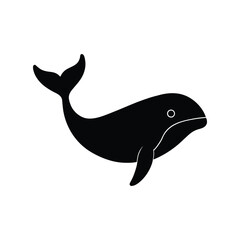 Whale Silhouette Sea Mammal Icon On White Background