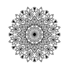 Geometric mandala illustration with floral elements isolated on white background