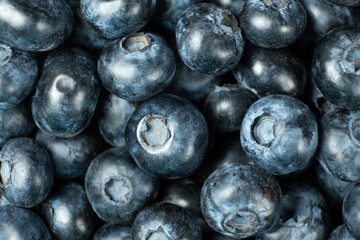 Healthy Ripe Blueberries Macro. Superfood Close-Up Pattern.