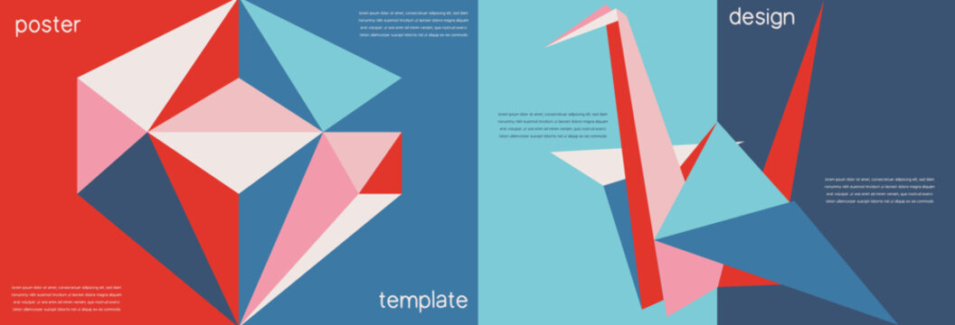 Abstract Geometric Shapes Background Poster Set with Multi Color Structures. Vector Illustration for Ads, Covers, Social Media Graphics, Shop, Discount, Sale and Flyer Decoration	