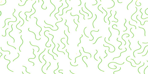 Abstract seamless vector floral pattern with green leaves and red ribbons on a blue and pink geometric wave texture backdrop. decoration, textile, shape, image