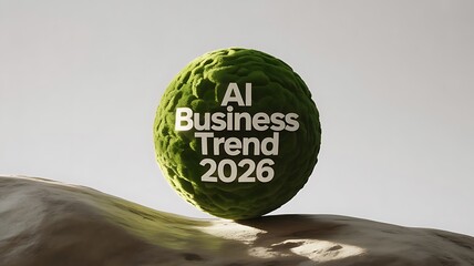 Ai business trend 2026 on a green ball in a bright environment