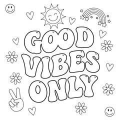 Good Vibes Only Positive Quote Coloring Page Design