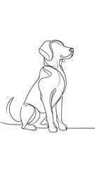 Minimalist line drawing depicting a seated canine, head held high