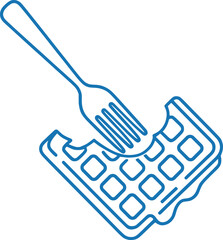 Waffle Outline Illustration, Minimal Breakfast Icon, Sweet Dessert Line Art.
