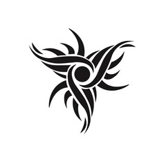 Ornamental Floral Design A classic black and white floral design element featuring elegant, curved leaves and intricate detailing. Perfect for use in decorative borders, logos