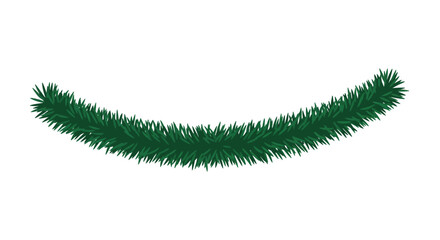 Realistic fir tree garland on white background
