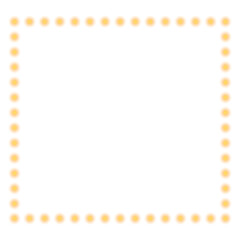 Bright retro yellow light square box frame border with glowing vintage neon led lights bulbs for presentation template, advertising banner and poster decoration on transparent background