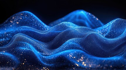 Obraz premium Abstract digital waves of shimmering blue particles