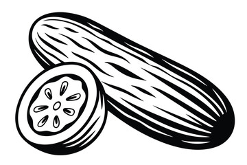Monochrome Cucumber with Slice 