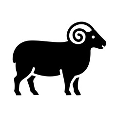 Standing Ram Sheep Black Glyph Icon