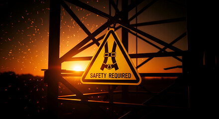 Construction Zone Requires Safety Gear and Strict Adherence to Protocols at Sunset.