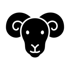 Ram Head With Horns Black Glyph Icon
