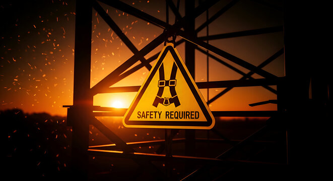 Construction Zone Requires Safety Gear and Strict Adherence to Protocols at Sunset.