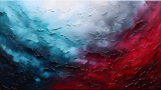 Textured abstract acrylic painting with overlapping color gradients that transition from light to dark, creating a sense of balance and harmony.