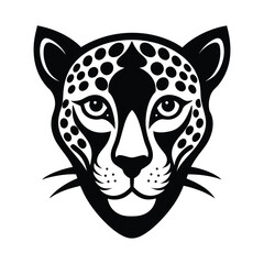 Cheetah mascot head illustrated in tattoo style with dynamic lines vector art illustration