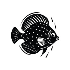 Discus fish jumping out of water with water splash vector art illustration