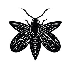 Dobsonfly head with glowing wing patterns and black background vector art illustration