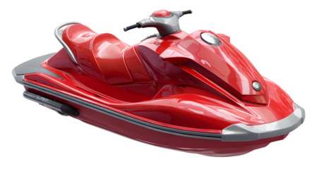 Shiny red jet ski isolated on transparent background