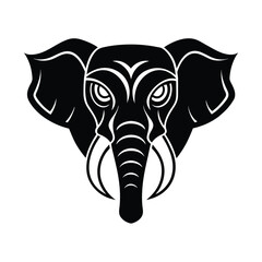Elephant mascot head created in bold tattoo style vector art illustration