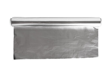 Fototapeta premium Aluminium Foil Roll, Aluminum Paper Isolated, Silver Cooking Foil, Light Metal Sheet