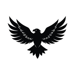 Flying eagle mascot in tattoo style with open wings vector art illustration