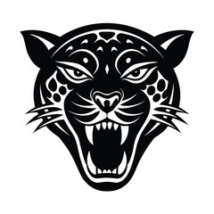 Jaguar mascot head drawn in powerful tattoo inspired art vector art illustration