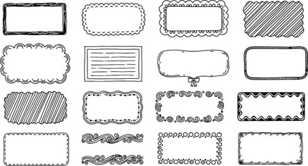 Obraz premium Hand drawn vector frames doodle borders decorative elements set editable vector