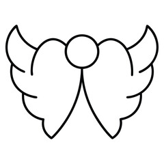 christmas angel wings simple vector icon on black color and white background