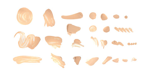 Foundation cream smear isolated. Cosmetic concealer textured swatch, skin tone cream