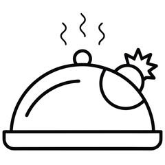 christmas dinner simple vector icon on black color and white background