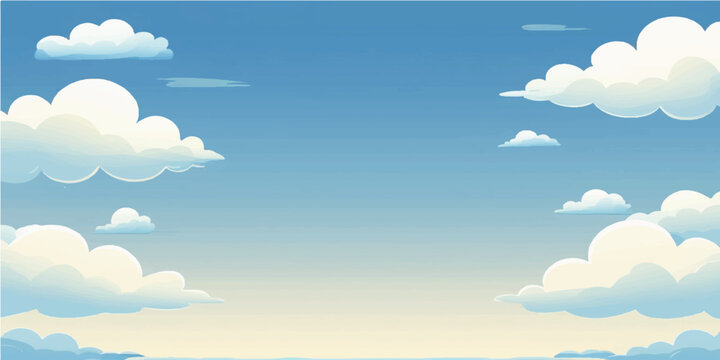 Bright blue sky with white clouds forming a beautiful cloudscape on a clear, sunny day