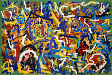 Abstract Expressionist Composition with Bold Brushstrokes