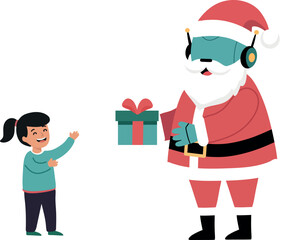 Robot Santa with Little Girl