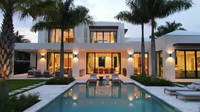 Luxury Waterfront Residence at Dusk