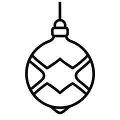 christmas ornament hanging simple vector icon on black color and white background