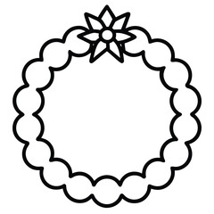 christmas wreath simple vector icon on black color and white background