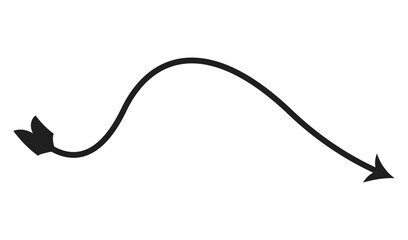 Curved arrow isolated on white background pointing right