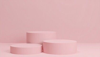Pink 3D Rendered Cylindrical Podium Display on Pastel Background.