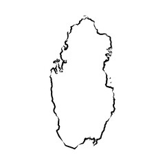 Qatar map, vector sketch illustration