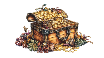 Gold Coins and Jewels Treasure