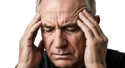 Headache: A poignant portrait of an older person in distress, experiencing a severe headache, conveying the weight of pain and emotional anguish.