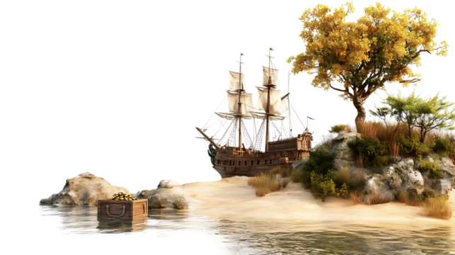 Classic Wooden Pirate Ship - Powered by Adobe
