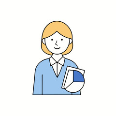 Female accountant holding financial report with pie chart