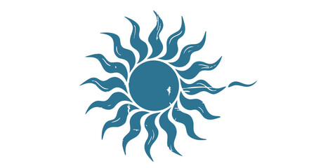 Vibrant blue sunburst icon for branding and design projects abstract radiant energy symbol for creative applications

