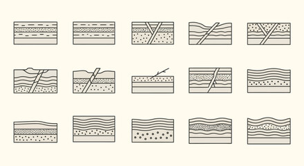 Geological Cross Section Diagrams Illustrating Earth Science Concepts.
