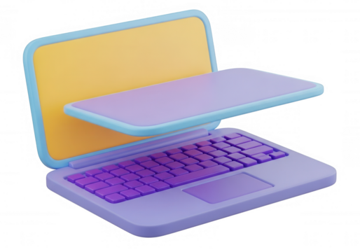 Pastel laptop technology isolated on a transparent background - Powered by Adobe