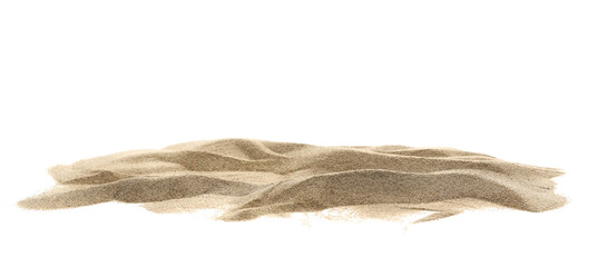 Pile desert sand dune isolated on white, clipping path	